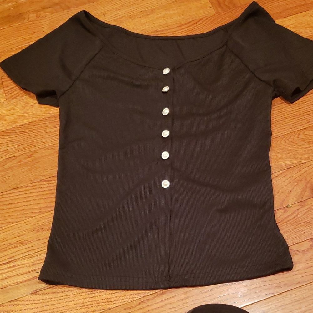 Chic Black Button-Front Women's Blouse